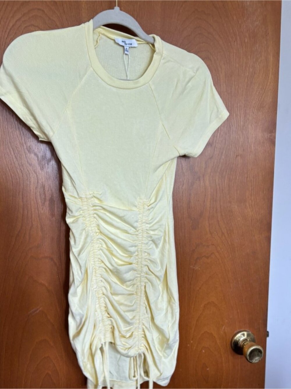 Yellow Ruched T-Shirt Mini Dress